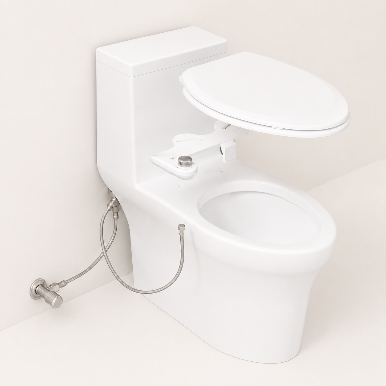 Bidey bidet attachment installed on a toilet